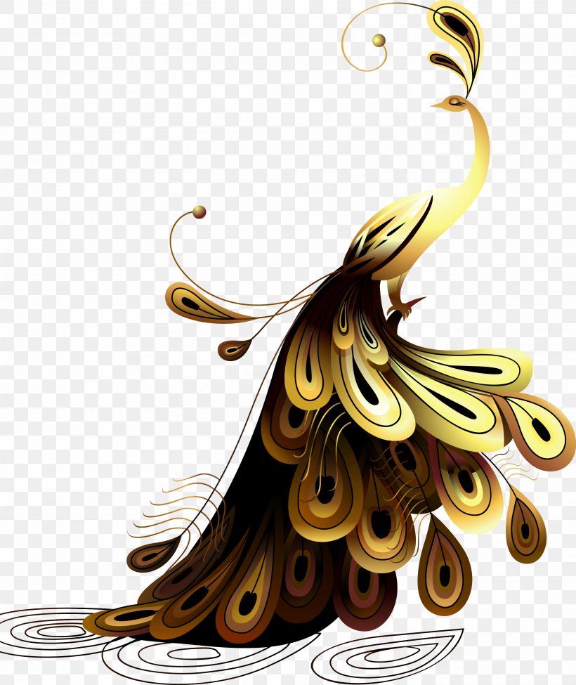 Peafowl Illustration, PNG, 2716x3232px, Peafowl, Art, Cartoon, Gold, Rgb Color Model Download Free