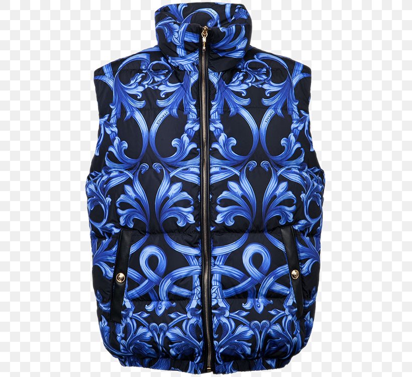 Vest Waistcoat Versace Zipper, PNG, 750x750px, Vest, Blue, Cobalt Blue, Collar, Electric Blue Download Free
