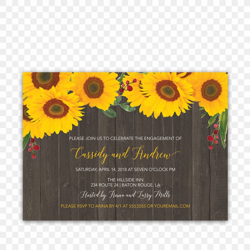 Wedding Invitation Engagement Party Wedding Reception, PNG, 900x900px, Wedding Invitation, Bride, Common Sunflower, Convite, Daisy Family Download Free