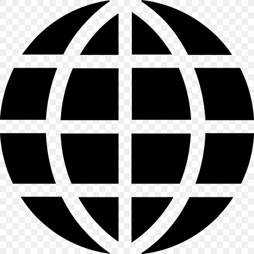 Globe Icon, PNG, 1024x1024px, Web Typography, Area, Black And White, Brand, Button Download Free
