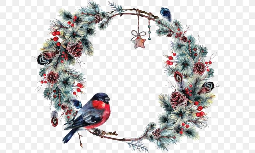 Wreath Christmas Ornament Garland Twig, PNG, 612x491px, Wreath, Beak, Bird, Branch, Christmas Download Free