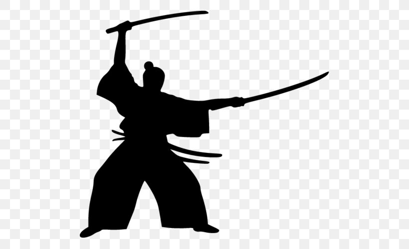 Samurai Silhouette, PNG, 500x500px, Samurai, Black And White, Cold Weapon, Drawing, Japanese Armour Download Free