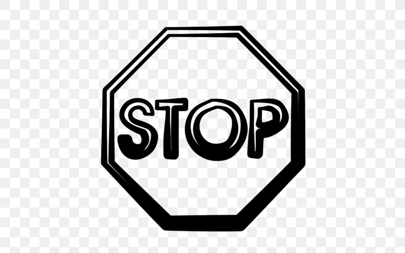Stop Sign Symbol Clip Art, PNG, 512x512px, Sign, Area, Black And White, Brand, Hand Download Free