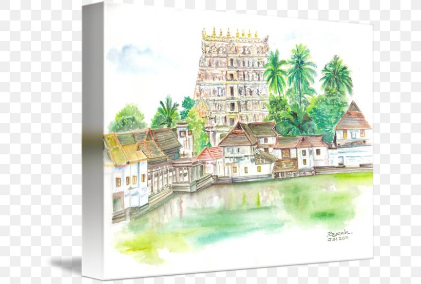 Padmanabhaswamy Temple Watercolor Painting Drawing Art Sketch, PNG, 650x554px, Padmanabhaswamy Temple, Art, Canvas, Drawing, Facade Download Free