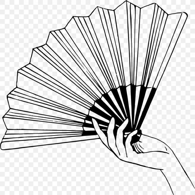 Hand Fan Drawing Clip Art, PNG, 1000x997px, Fan, Artwork, Black And White, Ceiling Fans, Coloring Book Download Free