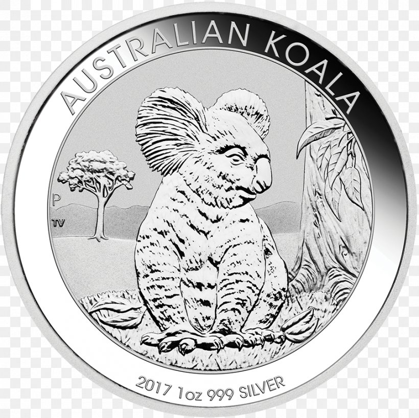 Perth Mint Koala Bullion Coin Silver Coin, PNG, 900x898px, Perth Mint, Australia, Black And White, Bullion Coin, Carnivoran Download Free