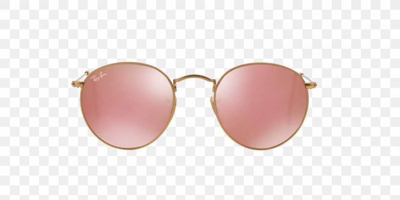 Ray-Ban Round Metal Aviator Sunglasses Mirrored Sunglasses, PNG, 2000x1000px, Rayban Round Metal, Aviator Sunglasses, Beige, Eyewear, Flat Lens Download Free