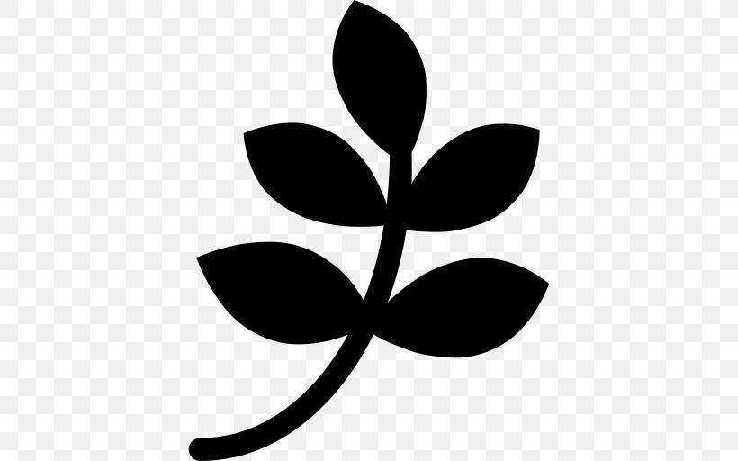 Leaf Plant Black-and-white Symbol Flower, PNG, 512x512px, Leaf, Blackandwhite, Flower, Logo, Plant Download Free