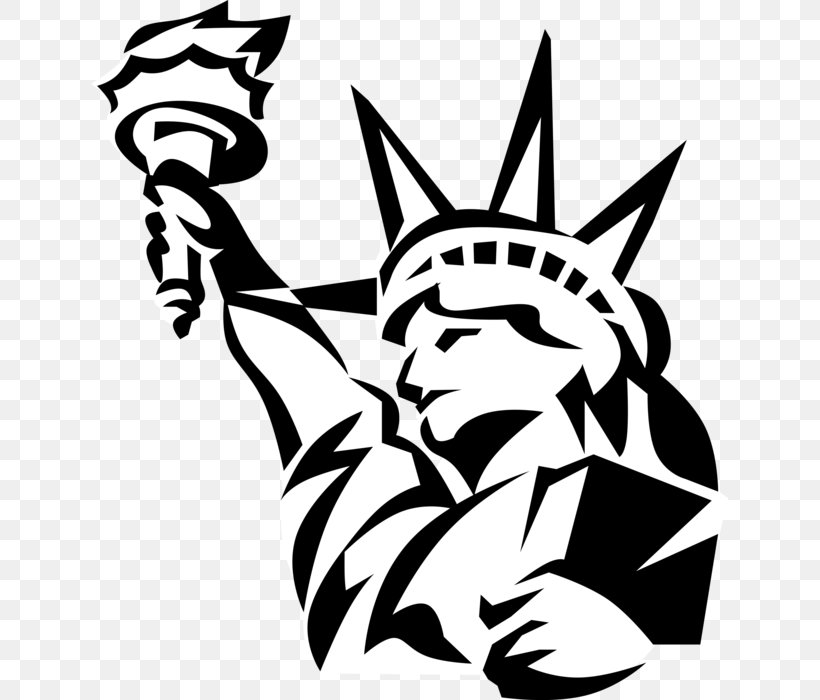Statue Of Liberty Clip Art Illustration Vector Graphics, PNG, 637x700px, Statue Of Liberty, Art, Artwork, Black, Black And White Download Free