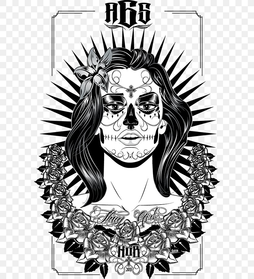 La Calavera Catrina Behance Visual Arts, PNG, 600x900px, La Calavera Catrina, Art, Behance, Black And White, Bone Download Free