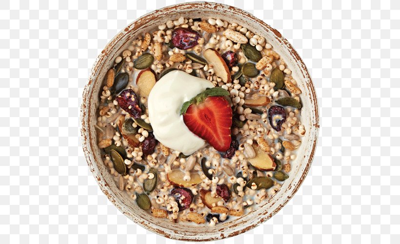 Muesli Breakfast Cereal Milk Vegetarian Cuisine, PNG, 500x500px, Muesli, Bowl, Breakfast, Breakfast Cereal, Cereal Download Free