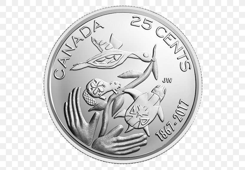 150th Anniversary Of Canada Coin Quarter Royal Canadian Mint, PNG, 570x570px, Canada, Black And White, Canadian Dollar, Canadian Fivedollar Note, Coin Download Free