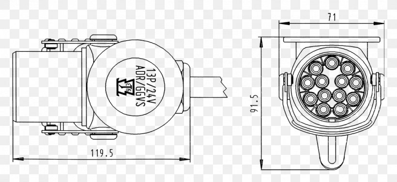 Trailer Connector Electrical Connector International Organization For Standardization Drawing, PNG, 1134x520px, Trailer Connector, Auto Part, Door Handle, Drawing, Electrical Connector Download Free