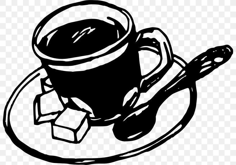 Coffee Cup Cafe Spoon Clip Art, PNG, 800x572px, Coffee Cup, Artwork, Black And White, Cafe, Coffee Download Free