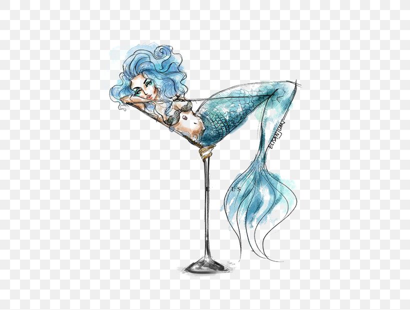 Martini Mermaid Drink Cocktail Glass Drawing, PNG, 480x621px, Martini, Alcoholic Drink, Art, Blue Hawaii, Champagne Stemware Download Free