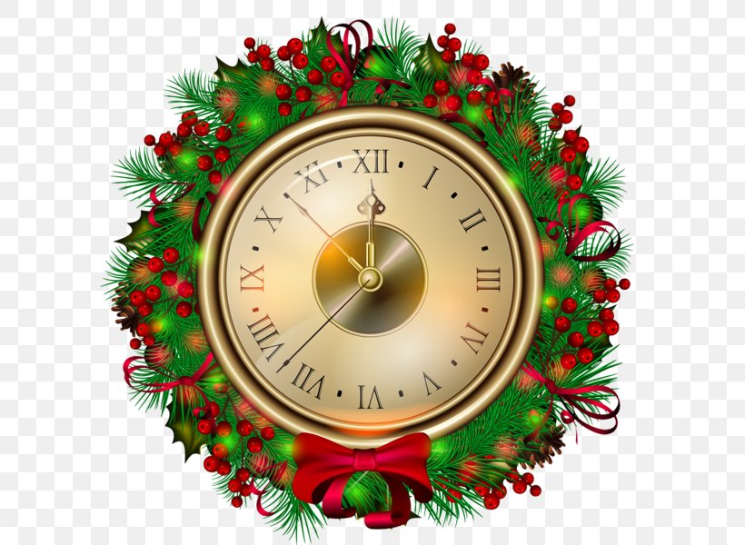 Christmas Clock New Year Clip Art, PNG, 600x600px, Christmas, Christmas Decoration, Christmas Lights, Christmas Ornament, Clock Download Free