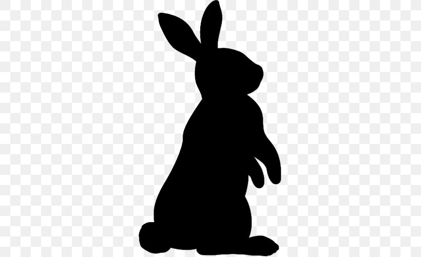 Domestic Rabbit Hare Easter Bunny Silhouette Clip Art, PNG, 500x500px, Domestic Rabbit, Black, Black And White, Dog Like Mammal, Drawing Download Free