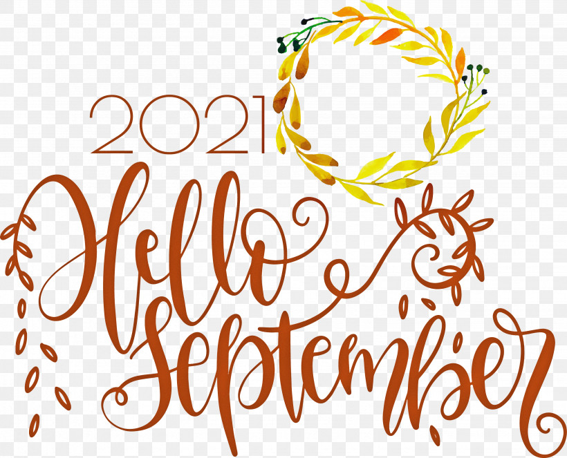 Hello September September, PNG, 3065x2479px, Hello September, Calligraphy, Flower, Geometry, Line Download Free