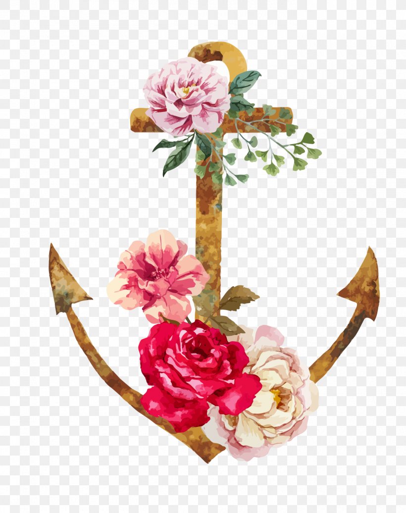 Flower Anchor Tattoo Illustration, PNG, 1400x1769px, Flower, Anchor, Artificial Flower, Clothing, Cut Flowers Download Free