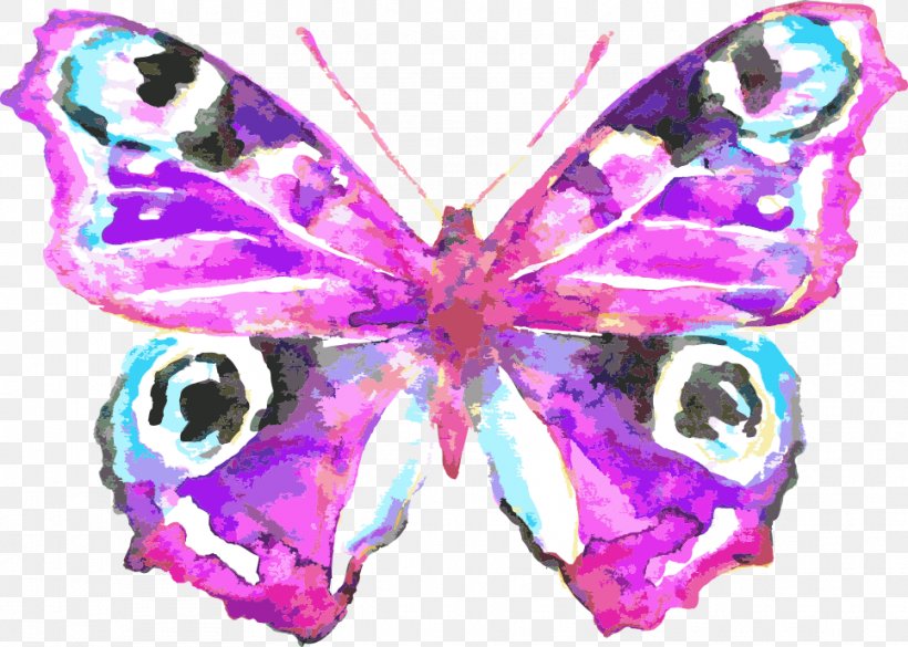 Butterfly Watercolor Painting Drawing Royalty-free Illustration, PNG, 966x690px, Butterfly, Arthropod, Brush Footed Butterfly, Canvas, Color Download Free