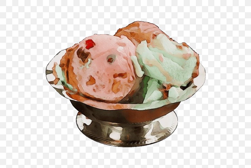 Ice Cream, PNG, 550x550px, Watercolor, Cuisine, Dessert, Dish, Food Download Free