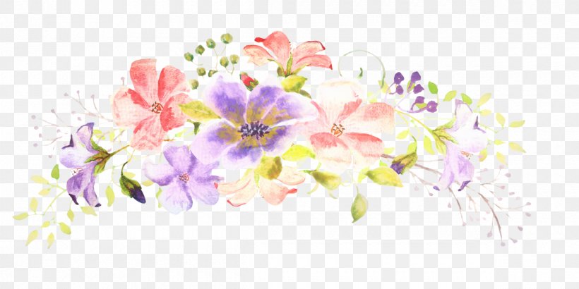 Watercolor Pink Flowers, PNG, 2400x1200px, Floral Design, Blossom, Bouquet, Branch, Cut Flowers Download Free