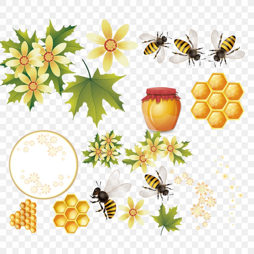 Honey Bee Download, PNG, 1500x1500px, Insect, Bee, Branch, Clip Art, Flora Download Free