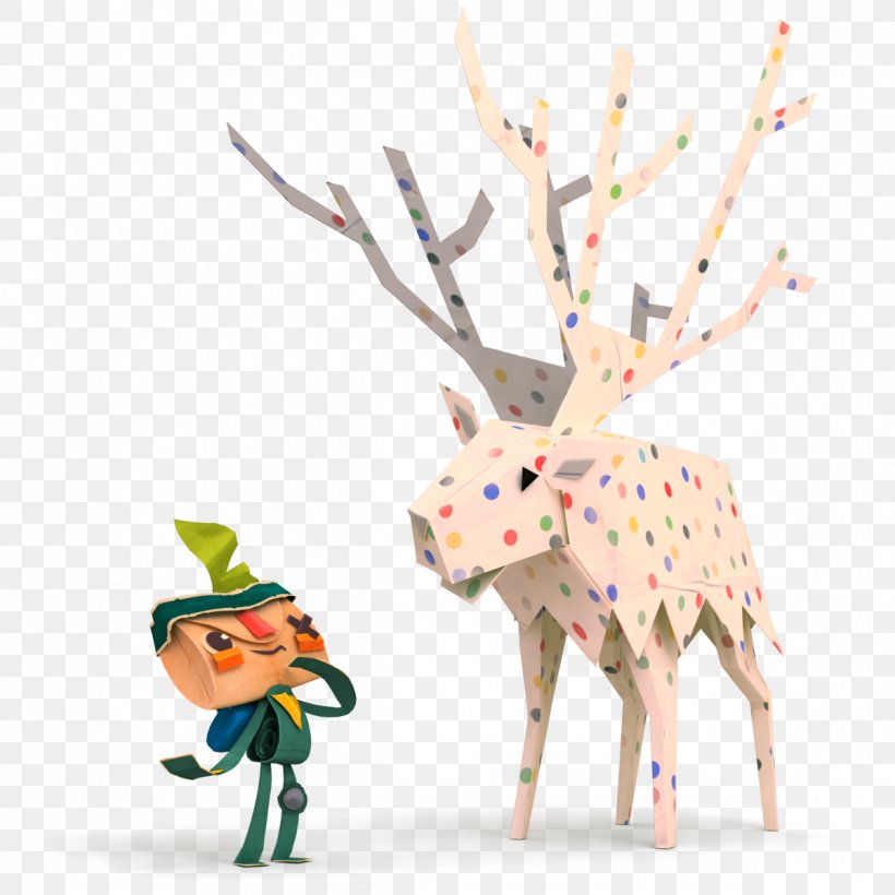 Tearaway Unfolded Paper PlayStation 4 LittleBigPlanet, PNG, 1200x1200px, Tearaway, Adventure Game, Animal Figure, Antler, Christmas Ornament Download Free