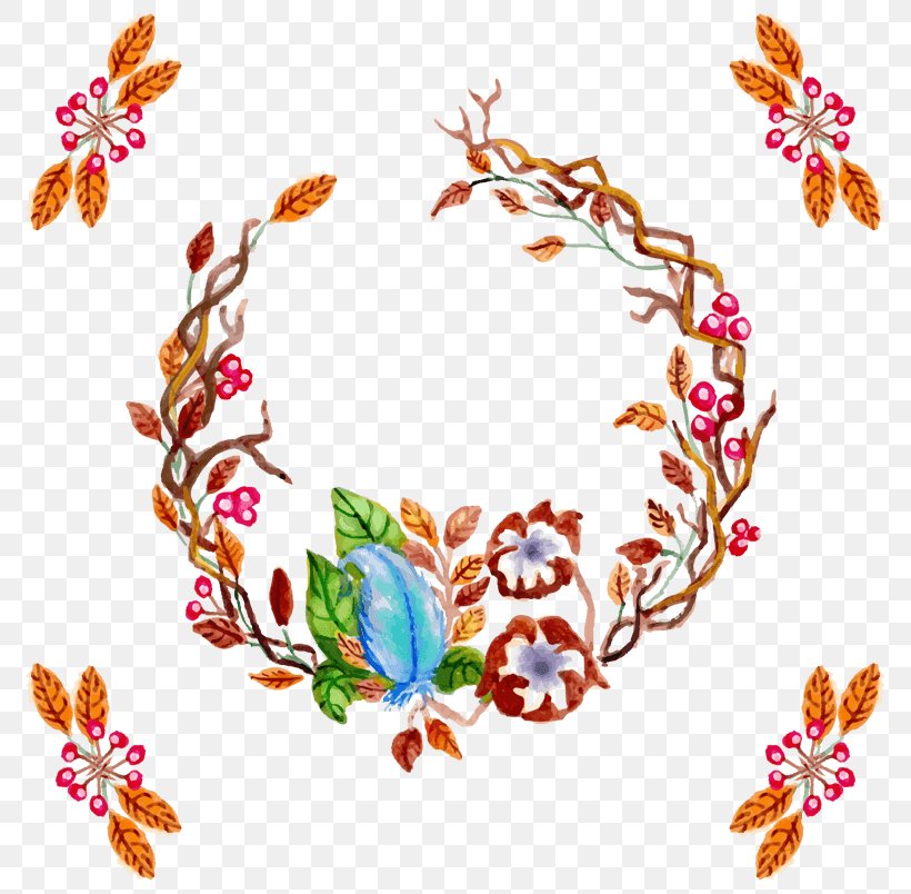 Wreath Garland Christmas Day Flower Watercolor Painting, PNG, 804x804px, Wreath, Christmas Day, Christmas Is Coming, Christmas Tree, Floral Design Download Free