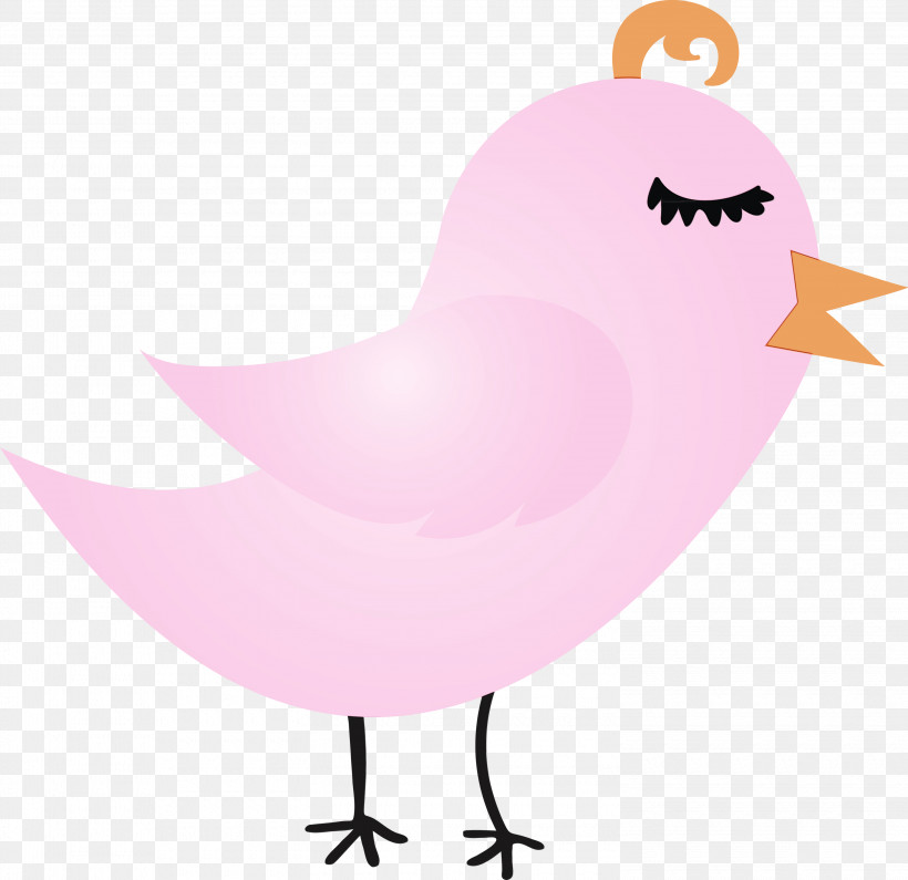 Pink Bird Cartoon Beak Water Bird, PNG, 3000x2910px, Cartoon Bird, Beak, Bird, Cartoon, Cute Bird Download Free