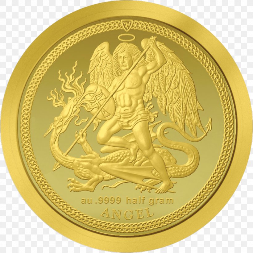 Coin Isle Of Man Gold Michael Angel, PNG, 910x910px, Coin, Angel, Apmex, Brass, Bronze Medal Download Free