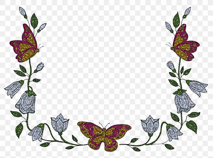 Flower Borders, PNG, 1024x757px, Butterfly, Borders And Frames, Brushfooted Butterflies, Drawing, Flower Download Free
