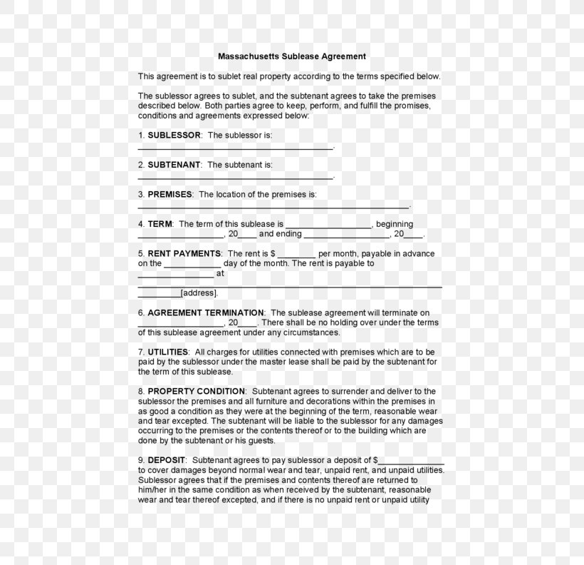 Free Templates For Lease Agreements For Apartments