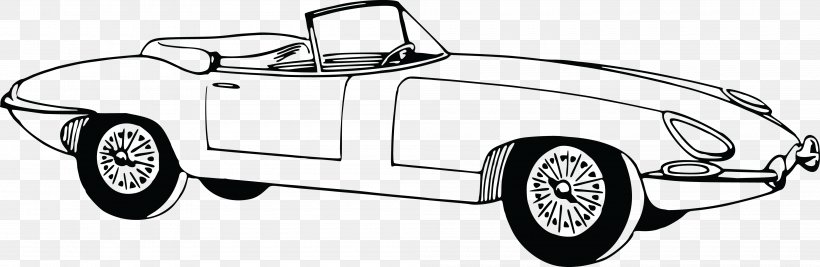 Sports Car Plymouth Barracuda Convertible Clip Art, PNG, 4000x1304px, Car, Automotive Design, Automotive Exterior, Black And White, Brand Download Free