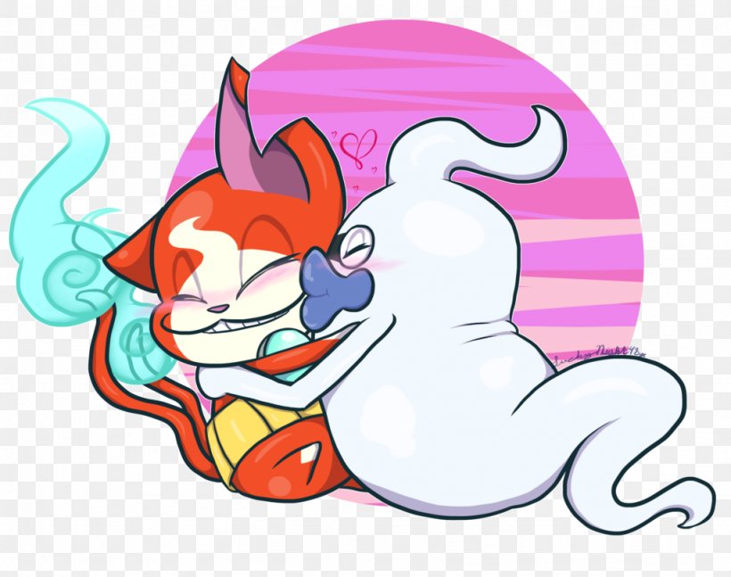 Jibanyan Yo-Kai Watch Yōkai Kiss, PNG, 1024x808px, Watercolor, Cartoon, Flower, Frame, Heart Download Free