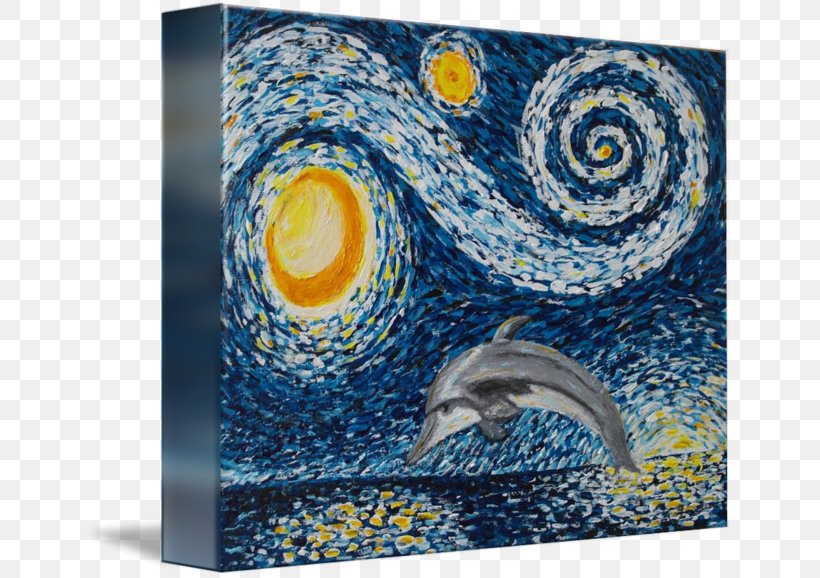 The Starry Night Gallery Wrap Canvas Fauna Animal, PNG, 650x578px, Starry Night, Animal, Art, Canvas, Dolphin Download Free
