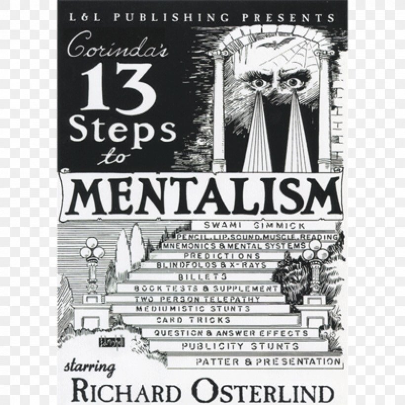 Thirteen Steps To Mentalism Swami Gimmick Magic Telepathy, PNG, 1200x1200px, Thirteen Steps To Mentalism, Advertising, Black, Black And White, Book Download Free