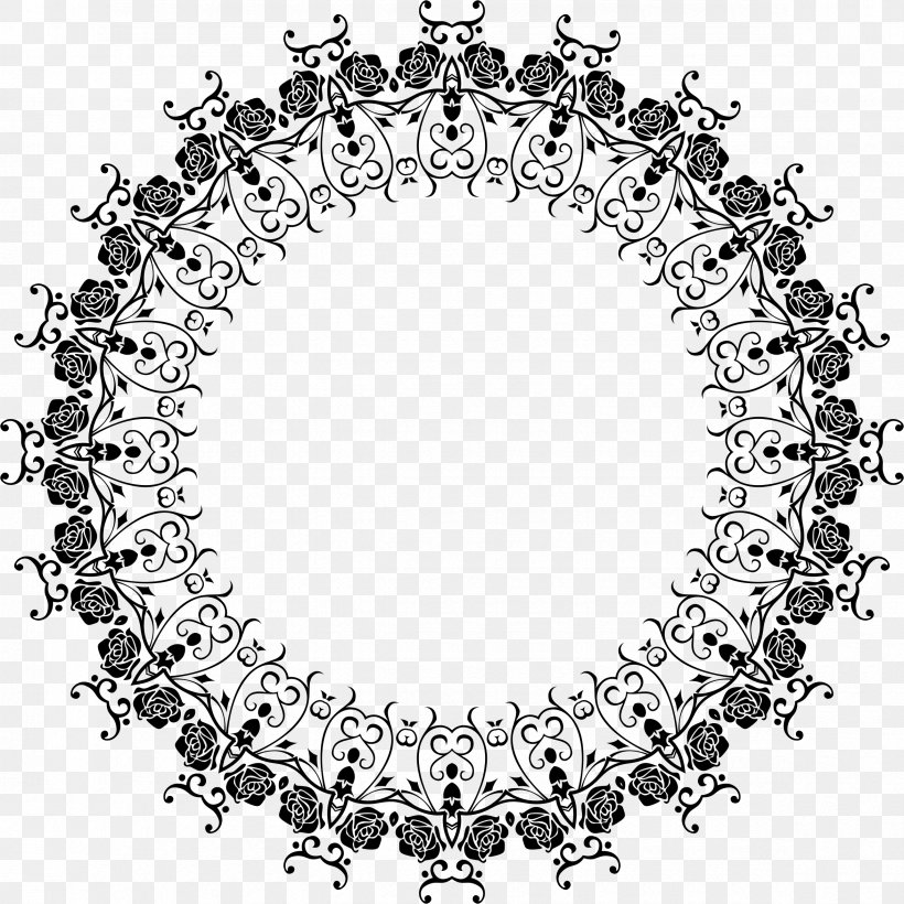 Picture Frames Clip Art, PNG, 2350x2350px, Picture Frames, Black And White, Body Jewelry, Damask, Jewellery Download Free