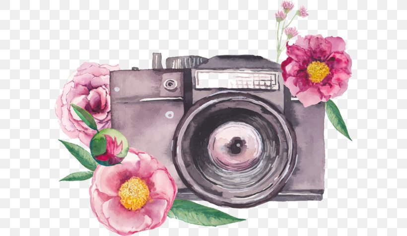 Watercolor Painting Camera Photography, PNG, 600x476px, Watercolor Painting, Camera, Cameras Optics, Drawing, Floral Design Download Free