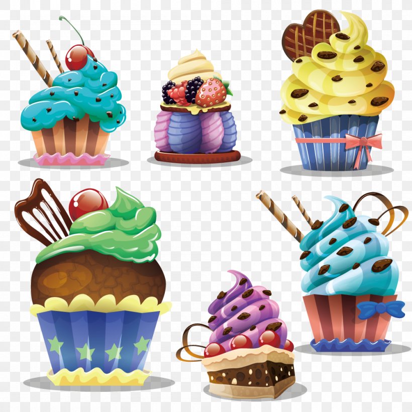 Ice Cream Milkshake Cupcake Sundae, PNG, 1000x1000px, Ice Cream, Baking, Baking Cup, Cake, Cream Download Free