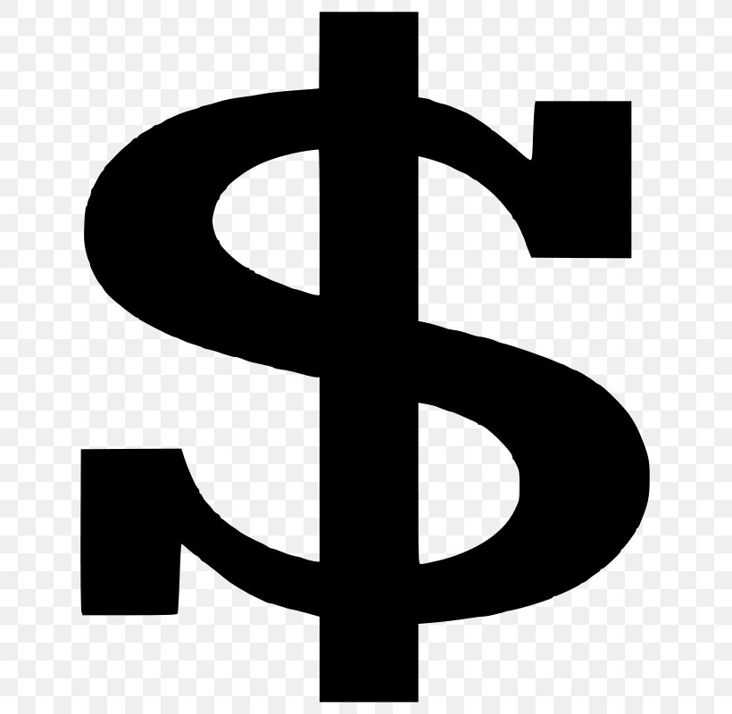 Dollar Sign Money Clip Art, PNG, 800x800px, Dollar Sign, Black And White, Cross, Currency Symbol, Dollar Download Free