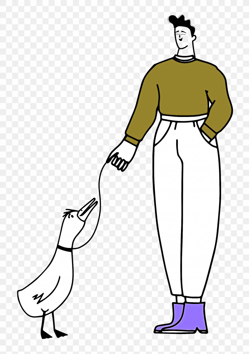 Walking The Duck Talking Duck, PNG, 1754x2500px, Line Art, Character, Clothing, Human, Joint Download Free