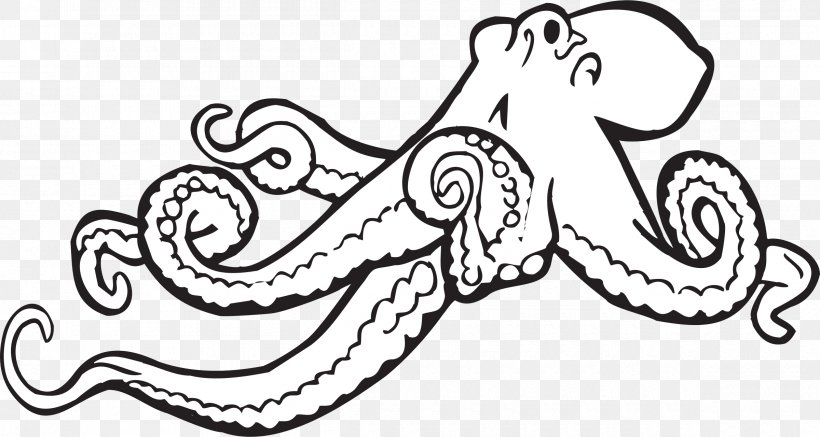 Octopus Black And White Clip Art, PNG, 2400x1280px, Watercolor, Cartoon, Flower, Frame, Heart Download Free