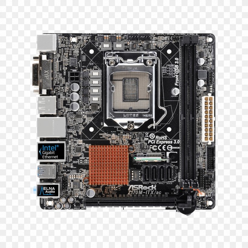 Z170 Premium Motherboard Z170-DELUXE Intel Computer Hardware Mini-ITX, PNG, 1216x1216px, Motherboard, Asrock, Asrock Z170m, Chipset, Computer Component Download Free