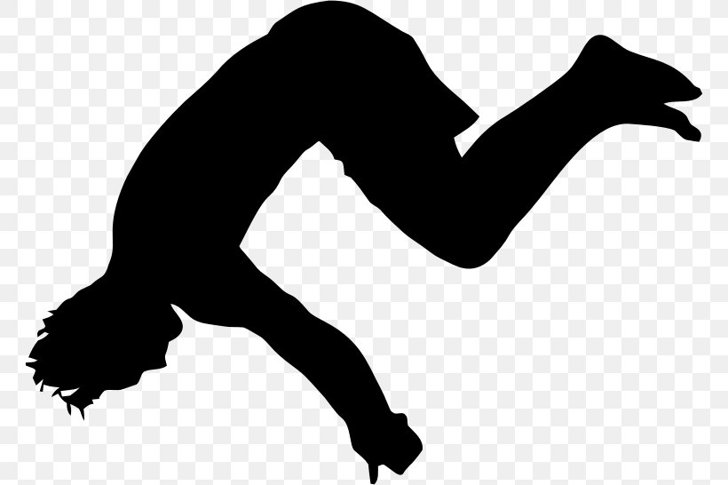 Silhouette Somersault Clip Art, PNG, 764x546px, Silhouette, Arm, Black, Black And White, Cartoon Download Free