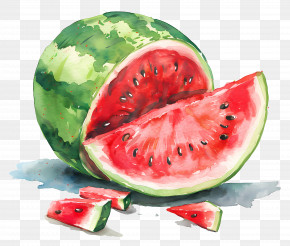 Summer - Juicy Watermelon Slice Painting PNG