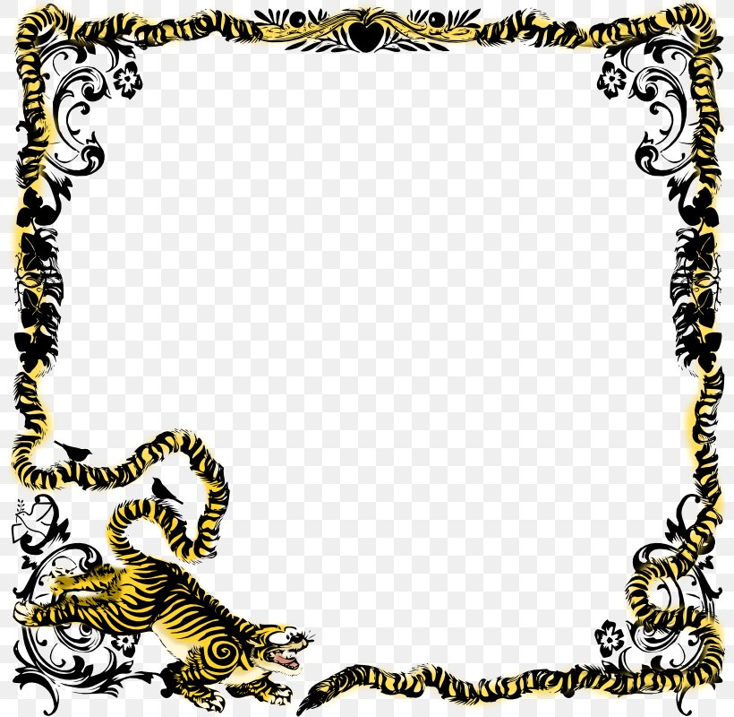 Tiger Puppy Picture Frame Ornament Clip Art, PNG, 800x800px, Tiger, Animal, Area, Big Cats, Carnivoran Download Free