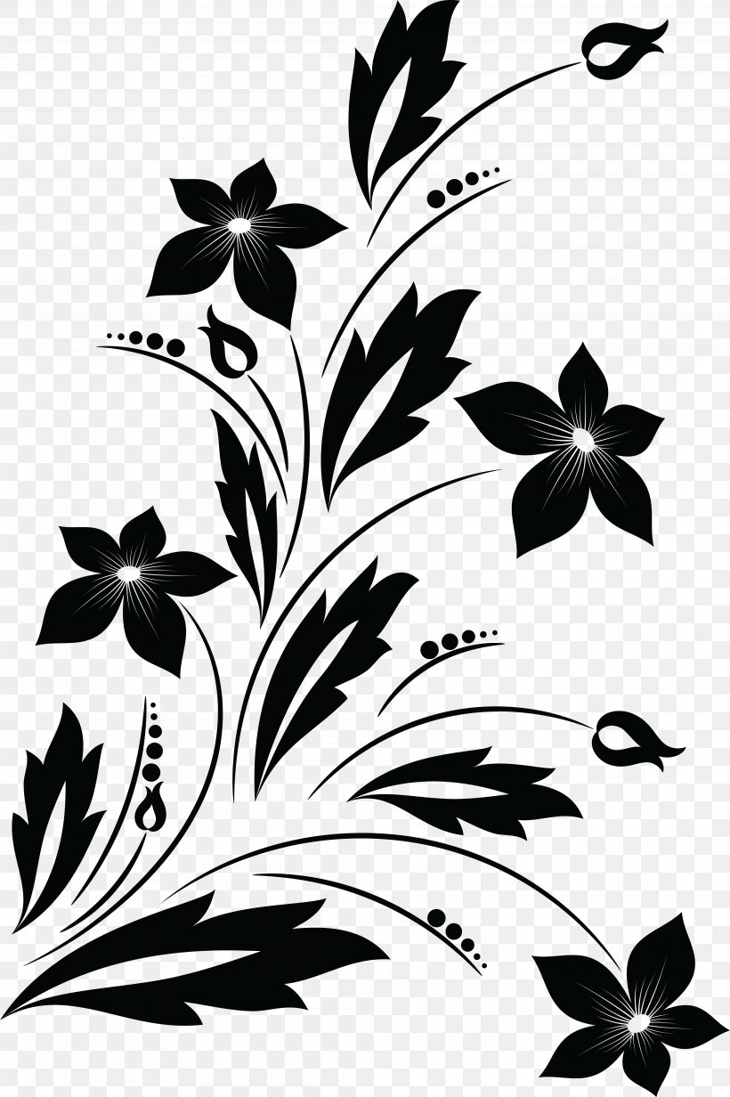 Flower Drawing Black And White Clip Art, PNG, 4000x6012px, Flower, Black, Black And White, Branch, Drawing Download Free