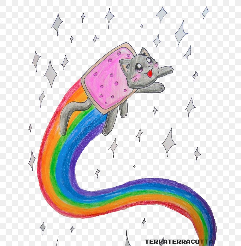 Nyan Cat Drawing Image Kitten, PNG, 657x837px, Watercolor, Cartoon, Flower, Frame, Heart Download Free