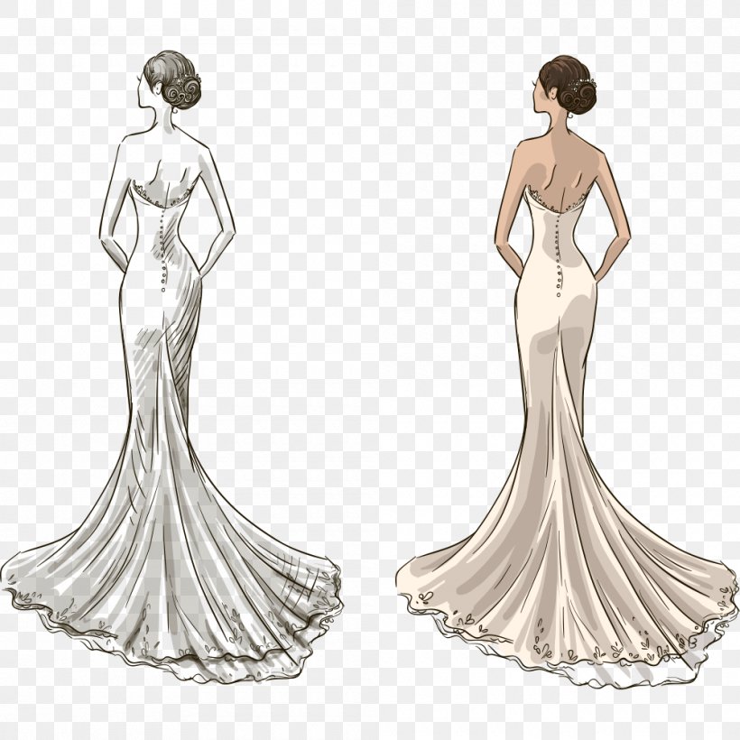 Wedding Dress Bride Illustration, PNG, 1000x1000px, Wedding Dress, Bridal Clothing, Bride, Costume Design, Drawing Download Free